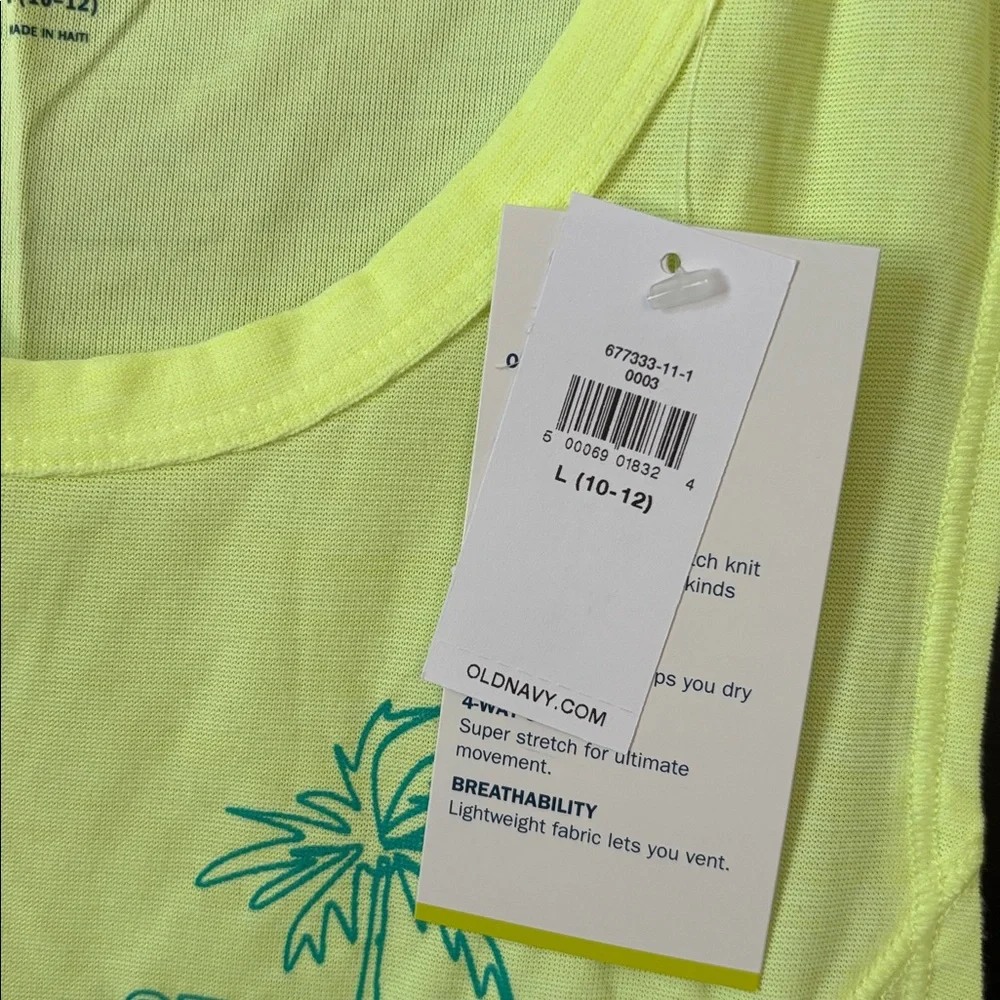 Old Navy Girls Breathe On Active Side Wrap Tank Top in Light Bulb Neon